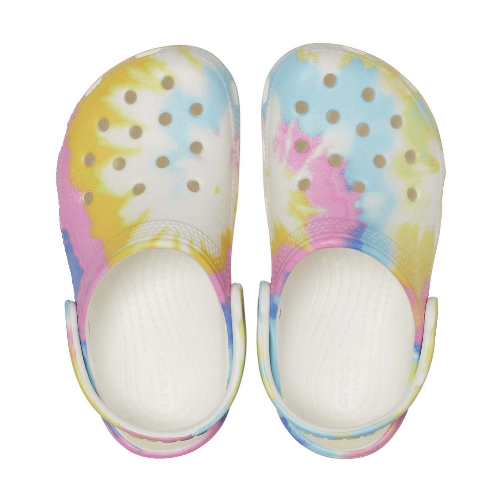 White / Multi Boys' Crocs Toddler Classic Tie-Dye Graphic Clogs | NZ 1334ILHS